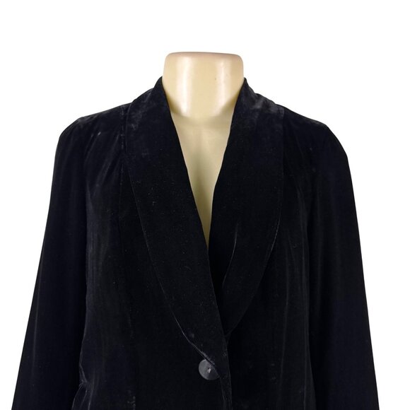 J Jill Womens Black Blend Velvet Blazer  Lined Single Button Sz XS Petite - Picture 6 of 11